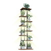 VANYICHOO Metal Plant Stand with Grow Lights for Indoor Outdoor (Retro Wood,8T) New