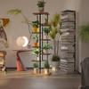 VANYICHOO Metal Plant Stand with Grow Lights for Indoor Outdoor (Retro Wood,8T) New
