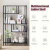 HOME BI Geometric Bookshelf Tall Modern Etagere Bookcase, 5 Open Shelves - Black New