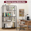 HOME BI Geometric Bookshelf Tall Modern Etagere Bookcase, 5 Open Shelves - Black New