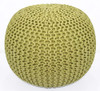 COTTON CRAFT Round Olive Green Pouf -Hand Knitted Cotton Braid Ottoman New