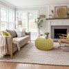 COTTON CRAFT Round Olive Green Pouf -Hand Knitted Cotton Braid Ottoman New