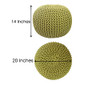 COTTON CRAFT Round Olive Green Pouf -Hand Knitted Cotton Braid Ottoman New