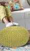 COTTON CRAFT Round Olive Green Pouf -Hand Knitted Cotton Braid Ottoman New