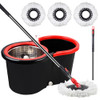 DAMGOLOZA Spin Mop Bucket Wringer Set 360° 3 Microfiber Mop Refills B0D6W8QKKB New