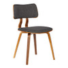 Armen Living Jaguar Dining Chair Charcoal Fabric Walnut Wood Finish New