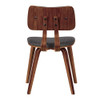 Armen Living Jaguar Dining Chair Charcoal Fabric Walnut Wood Finish New