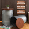 Glitzhome Rustic End Table Set of 2 Galvanized Metal Barrel Ottoman - Grey New