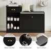 BARNUT Shoe Storage Bench, Modern Wooden Shoe Cabinet with Flip Drawer and
