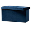 Baxton Studio Castel Navy Blue Velvet Fabric Upholstered Wood Storage Ottoman New