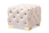 Baxton Studio Avara Glam Luxe Light Beige Velvet Ottoman B07PGX96CY-NEW New