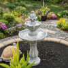 XBrand 36.2" 2-Tier Solar Water Fountain Freestanding Bird Bath - Gray New