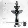 XBrand 36.2" 2-Tier Solar Water Fountain Freestanding Bird Bath - Gray New