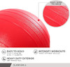 DAY 1 FITNESS WEIGHTED 15 POUND SLAM BALL - NO BOUNCE MEDICINE BALL - RED