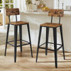 VASAGLE Bar Stools Set of 2 29.7" Tall with Back Steel Frame Brown/Black New