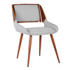 ARMEN LIVING PANDA DINING CHAIR WALNUT FINISH AND GRAY FABRIC GRAY/WALNUT