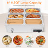 B094QRSL9W 6-Pan Commercial Electric Food Warmer 850W Stainless Steel Buffet New