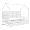 THINK 30 Wooden Twin Size House Bed Trundle Open Shelf White+Trundle - White
