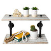 2-Tier Industrial Shelves Wall-Mount Farmhouse Shelves - Rustic White New