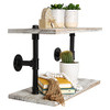 2-Tier Industrial Shelves Wall-Mount Farmhouse Shelves - Rustic White New