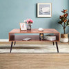 Iwell Coffee Table Living Room Boho Storage Shelf Living Tables Accent - Brown New