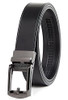 Carlo Fellini Leather Ratchet Belt Men, Track Adjust Belt with Buckle - Black New