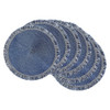 DII Woven Placemat Collection Round 14.75" Diameter Nautical Blue Fringe 6 Piece New