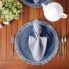 DII Woven Placemat Collection Round 14.75" Diameter Nautical Blue Fringe 6 Piece New