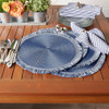DII Woven Placemat Collection Round 14.75" Diameter Nautical Blue Fringe 6 Piece New