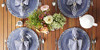 DII Woven Placemat Collection Round 14.75" Diameter Nautical Blue Fringe 6 Piece New