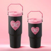 JUICY COUTURE FLIP FLOW HYDRATION STAINLESS STELLUM TUMBLER CUP 2PC -BLACK/PINK New