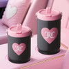 JUICY COUTURE FLIP FLOW HYDRATION STAINLESS STELLUM TUMBLER CUP 2PC -BLACK/PINK New