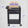 LUXOR AV Cart with Three Shelves, Front Pullout Shelf 300 lbs. LP34LE-B - Black New