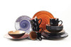 HomeVss 16Pcs Dinnerware Set Serves 4 Black Speckled Purple Plates Bowls New