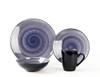 HomeVss 16Pcs Dinnerware Set Serves 4 Black Speckled Purple Plates Bowls New