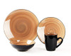 HomeVss 16Pcs Dinnerware Set Serves 4 Black Speckled Purple Plates Bowls New