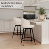 MASLIER BAR STOOLS SET OF 2, 360° SWIVEL BREATHABLE FABRIC FABRIC - IVORY