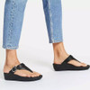 ES8-090 FITFLOP LULU ADJUSTABLE LEATHER TOE-POST SANDALS WOMEN SIZE 6 BLACK