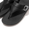 ES8-090 FITFLOP LULU ADJUSTABLE LEATHER TOE-POST SANDALS WOMEN SIZE 6 BLACK