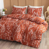 JANZAA KING SIZE COMFORTER SET - PEONY FLORAL SHABBY CHIC BEDDING - TERRACOTTA New