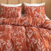 JANZAA KING SIZE COMFORTER SET - PEONY FLORAL SHABBY CHIC BEDDING - TERRACOTTA New