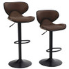 ALPHA HOME 2 Pack Swivel Stools, PU Leather, Adjustable Counter Height - Brown New