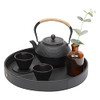 Faux Leather Round Serving Tray for Coffee Table and Ottoman B096JR6PHY -Black New