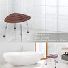SUMGREEN Adjustable Bamboo Shower Seat Waterproof Fanshaped Shower Stool Brown New