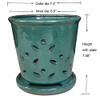 7" Large Round Orchid Pot Forest Green Ceramic pots Orchids Drainage B094FKDC4R New