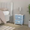 mDesign Dresser Night Stand 2 Drawers - Jane Collection, Light Blue/White New
