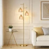 ROTTOGOON FLOOR LAMP LIVING ROOM 3 LIGHT VINTAGE TREE STANDING LAMP - AMBER GOLD