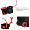 B0BXKGP61L Spin Mop and Bucket with Wringer Set on Wheels, Black/Red New