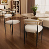 MORDEN FORT MODERN BOUCLE DINING CHAIR, WHITE ARMCHAIR SET OF 2 - WHITE New