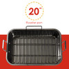 Turkey Roasting Pan With Rack (Grey/Black) By Home Basics Carbon Steel Steel New